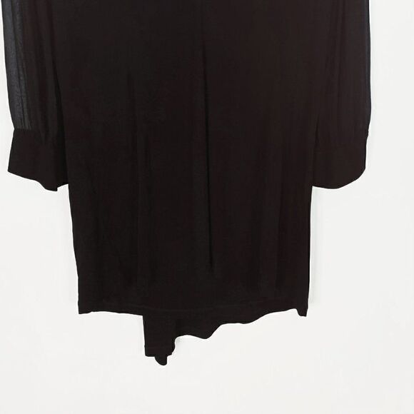 Max Mara Black Asymmetric Surplice Dress with Sheer Sleeves - Picture 6 of 9